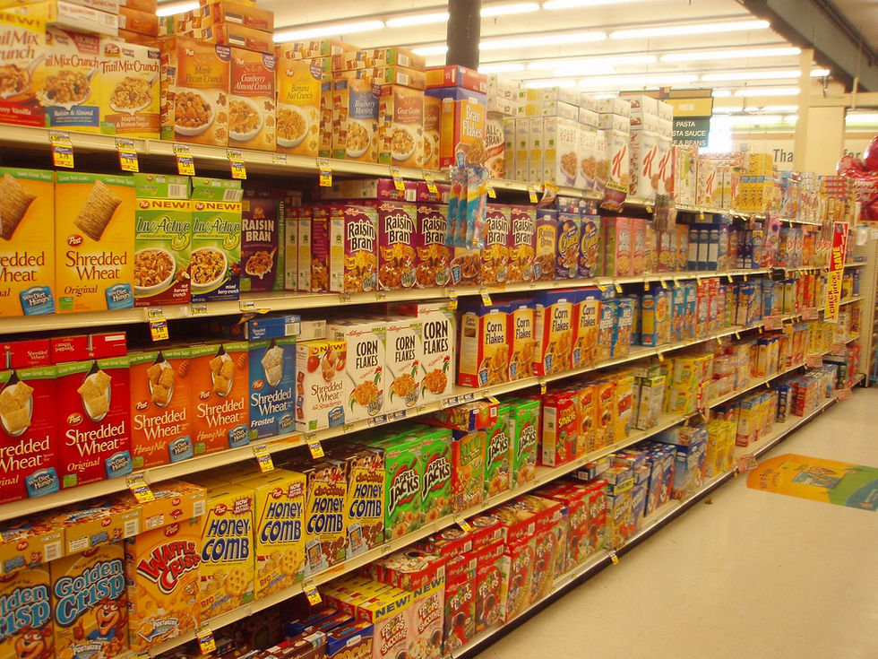 美國超市玉米片貨架選擇眾多